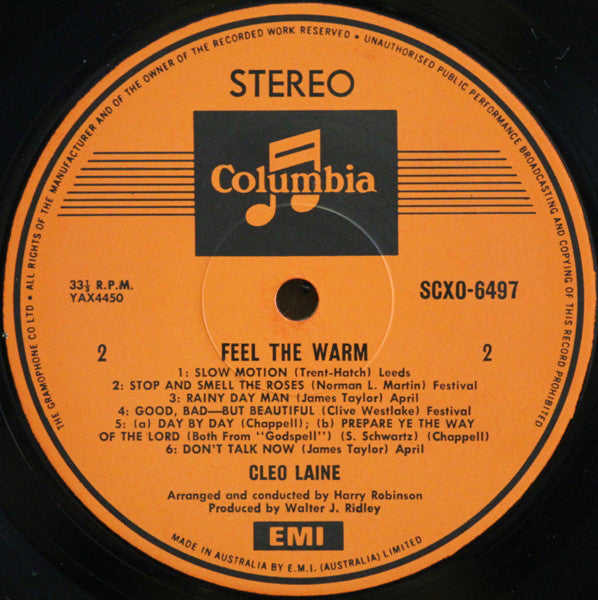 Cleo Laine : Feel The Warm With Cleo Laine (LP, Album)