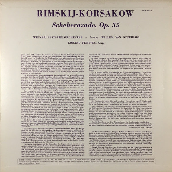 Nikolai Rimsky-Korsakov, Wiener Festspielorchester, Willem Van Otterloo : Scheherazade (LP)