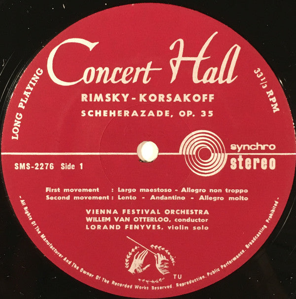 Nikolai Rimsky-Korsakov, Wiener Festspielorchester, Willem Van Otterloo : Scheherazade (LP)