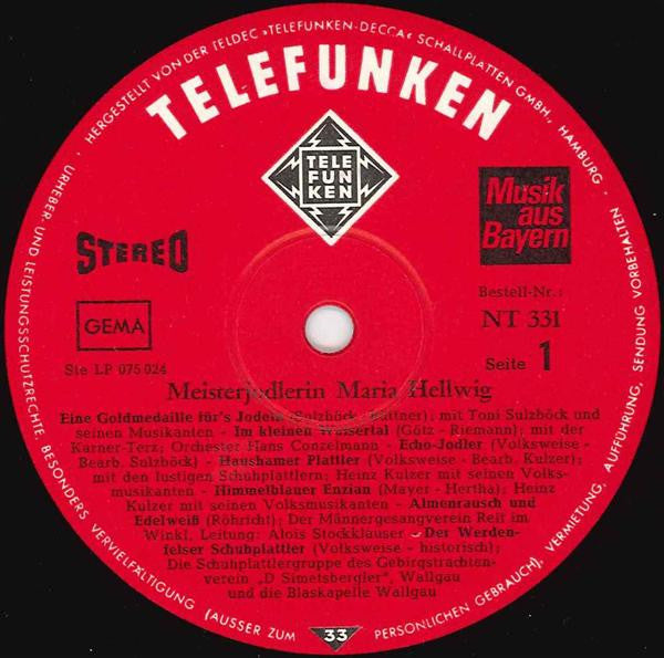 Maria Hellwig : Meisterjodlerin Maria Hellwig (LP)