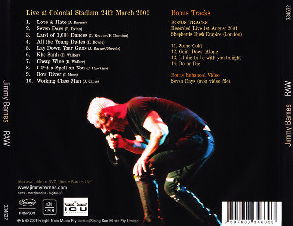 Jimmy Barnes : RAW (CD, Album, Liv)