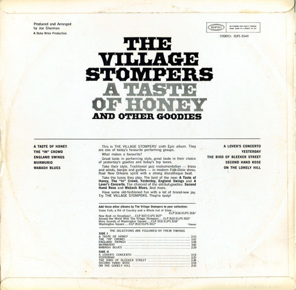 The Village Stompers : A Taste Of Honey And Other Goodies (LP, Album)