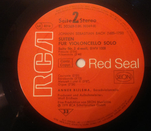 Johann Sebastian Bach, Anner Bijlsma* : 6 Suites A Violoncello Solo Senza Basso (3xLP + Box)