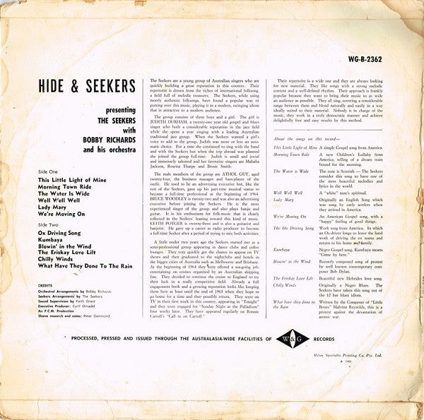 The Seekers : Hide And Seekers (LP, Album)