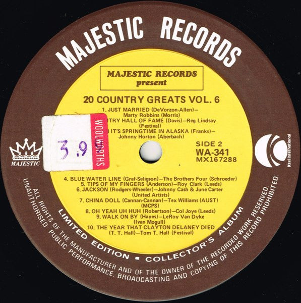 Various : 20 Country Greats Vol. 6 (LP, Comp, Ltd)