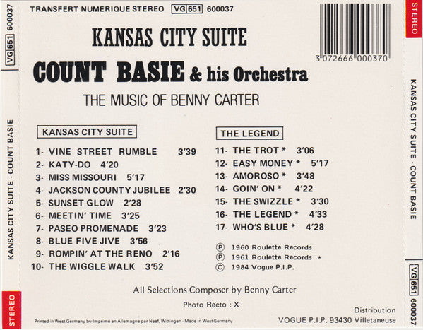 Count Basie Orchestra : Kansas City Suite - The Music Of Benny Carter (CD, Album, RE)