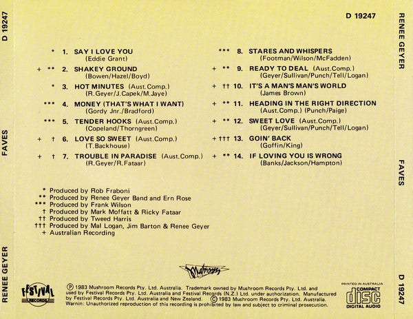 Renee Geyer : Faves (CD, Comp)