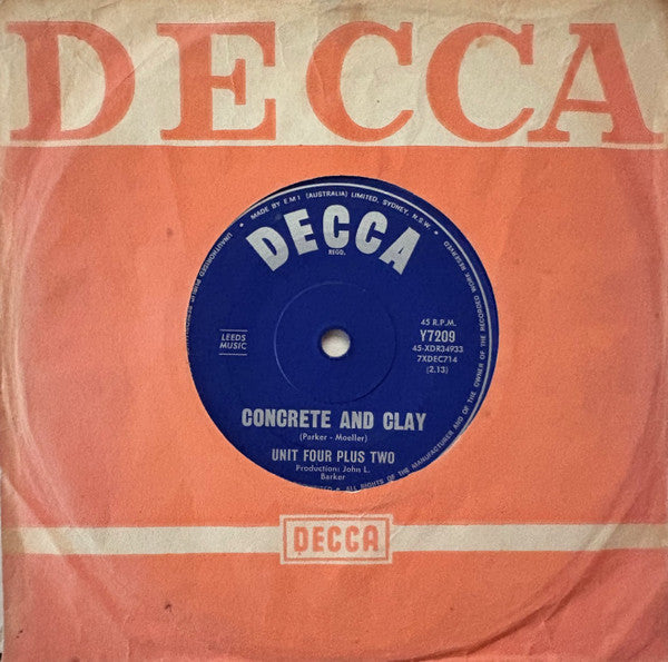 Unit Four Plus Two : Concrete And Clay (7", Single, Mono)
