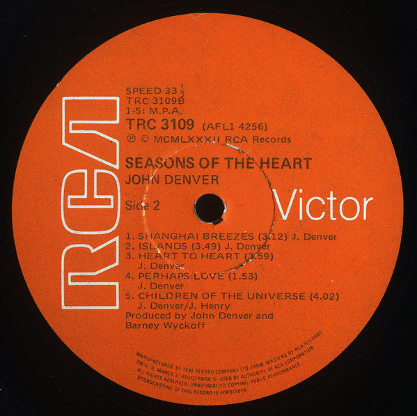 John Denver : Seasons Of The Heart (LP, Album)