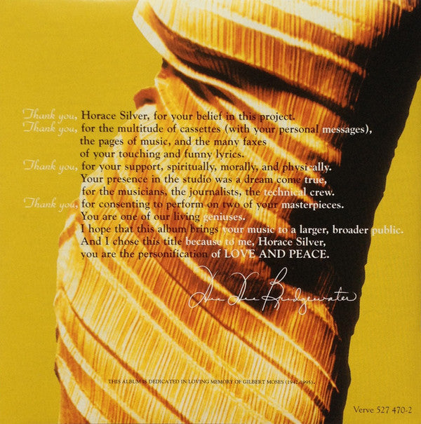 Dee Dee Bridgewater : Love And Peace - A Tribute To Horace Silver (CD, Album)
