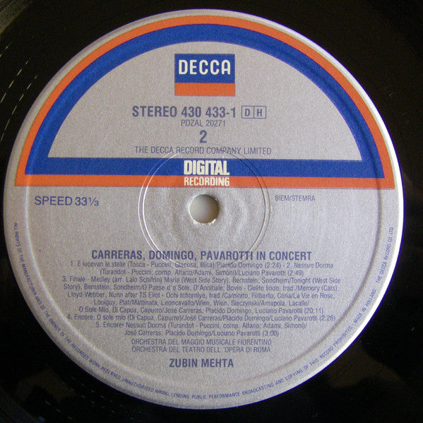 Carreras*, Domingo*, Pavarotti*, Mehta* : In Concert (LP, Album)