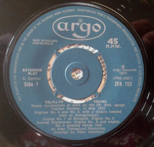 No Artist : Talyllyn Trains (7", EP)
