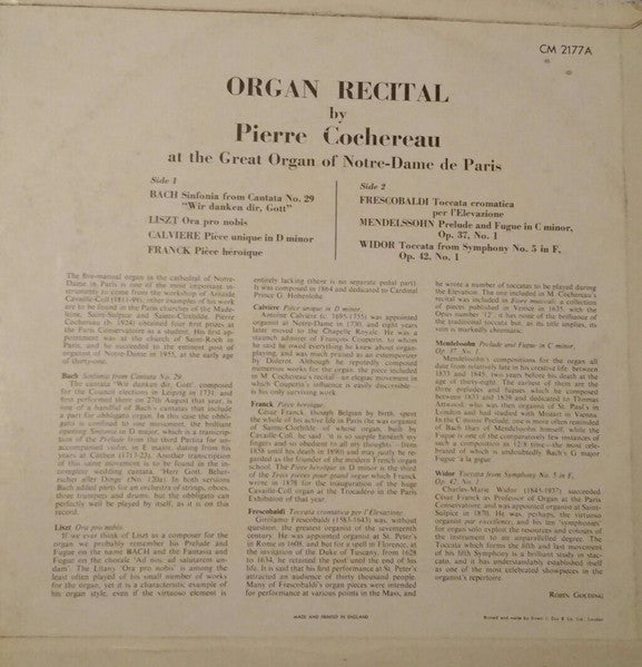 Various - Pierre Cochereau : Organ Recital (LP, Mono)