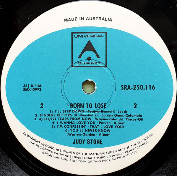 Judy Stone : Born To Lose (LP)
