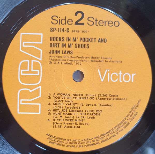 John Laws (3) : Rocks In M' Pocket And Dirt In M' Shoes (LP, Album, Gat)