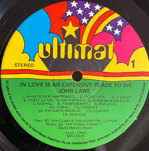 John Laws (3) : In Love Is An Expensive Place To Die (LP, Album)