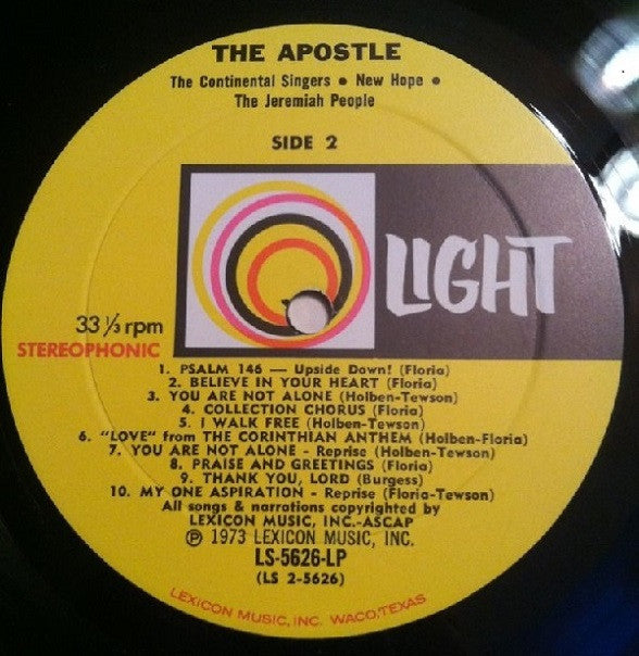 The Continental Singers* • New Hope • The Jeremiah People* : The Apostle (LP, Album)
