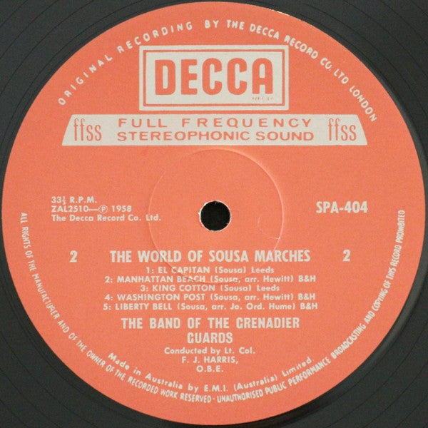 The Band Of The Grenadier Guards, F.J. Harris : The World Of Sousa Marches (LP, Album, RE)