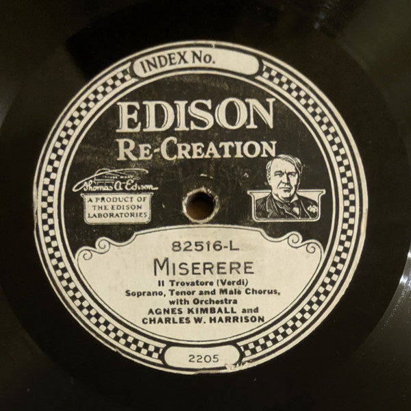 New York Light Opera Co. / Anges Kimball and Charles W. Harrison* : Anvil Chorus / Miserere (Edison Disc, RP, Pap)