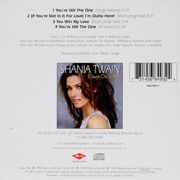 Shania Twain : You're Still The One (CD, Single, Car)