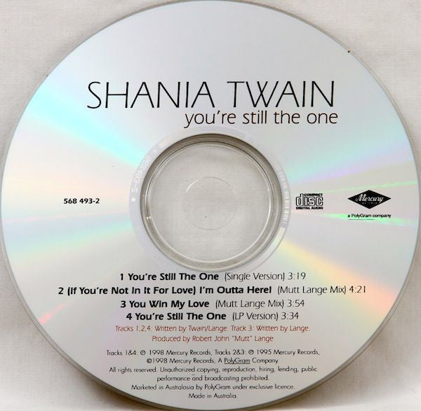 Shania Twain : You're Still The One (CD, Single, Car)
