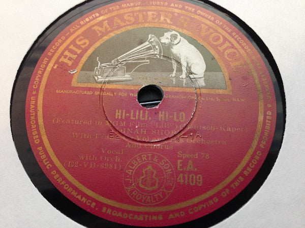 Dinah Shore : Makin' Whoopee / Hi-Lili, Hi-Lo (Shellac, 10")