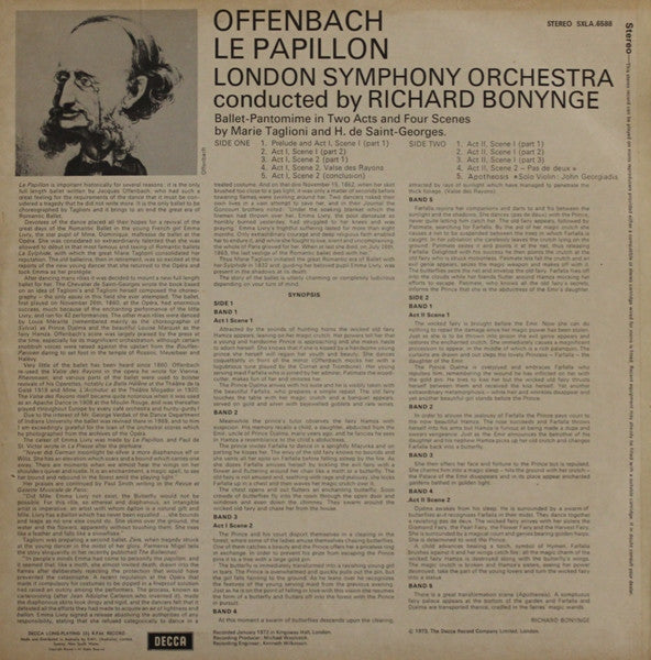 Offenbach*, Richard Bonynge, London Symphony Orchestra : Le Papillon (LP)