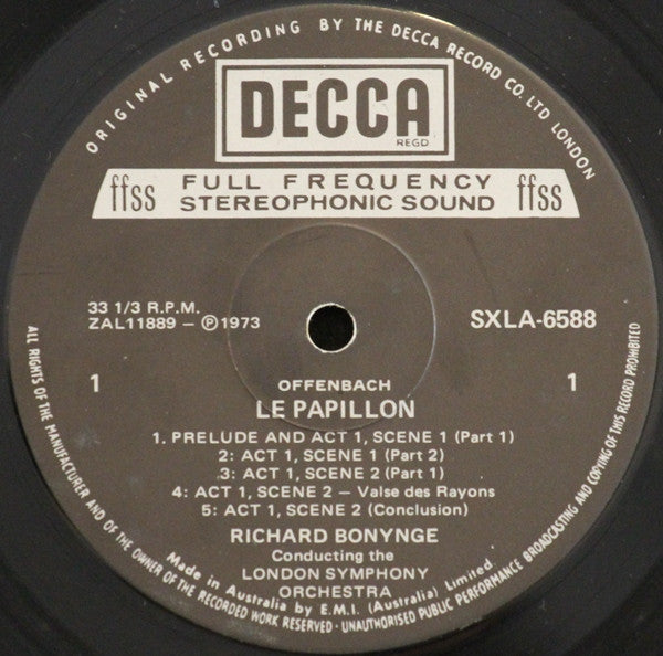 Offenbach*, Richard Bonynge, London Symphony Orchestra : Le Papillon (LP)