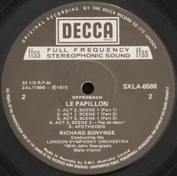Offenbach*, Richard Bonynge, London Symphony Orchestra : Le Papillon (LP)