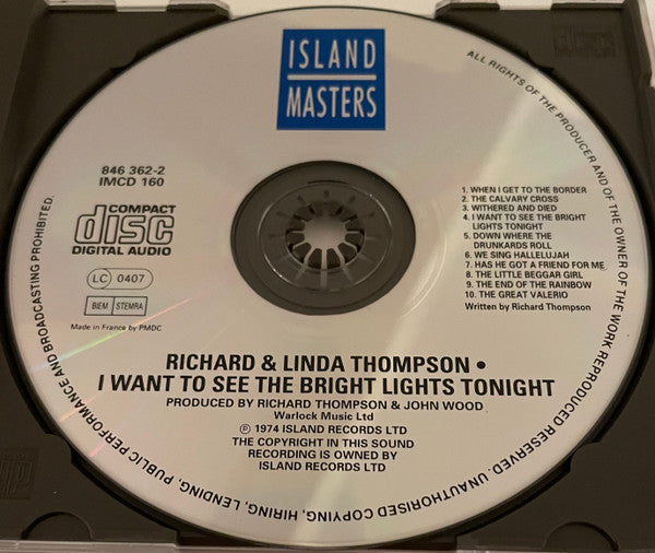 Richard & Linda Thompson : I Want To See The Bright Lights Tonight (CD, Album)