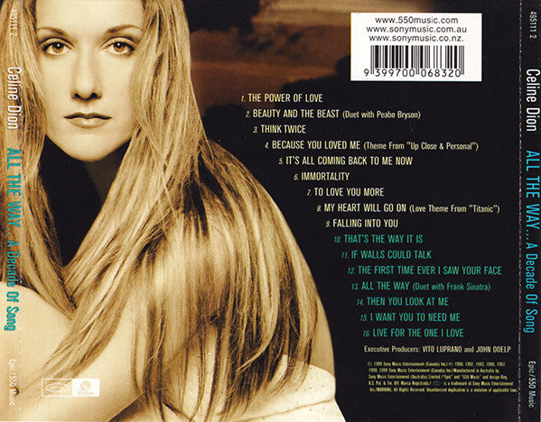 Celine Dion* : All The Way... A Decade Of Song (CD, Comp, RP)