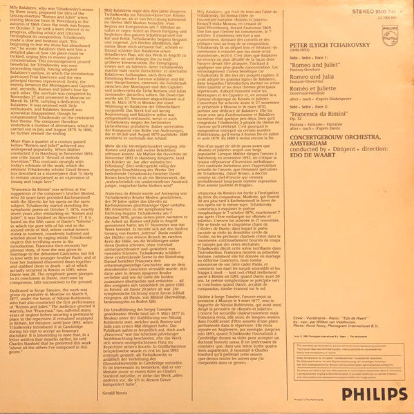 Tchaikovsky*, Concertgebouw Orchestra, Amsterdam* : Romeo And Juliet, Francesca Da Rimini (LP)
