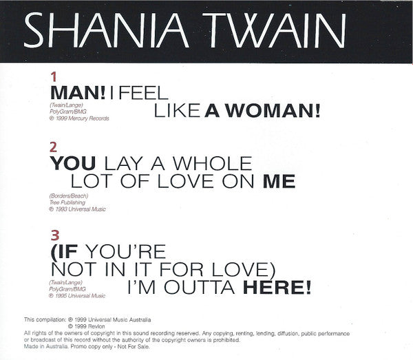 Shania Twain : Revlon - Feel Like A Woman! (CD, Single, Promo)