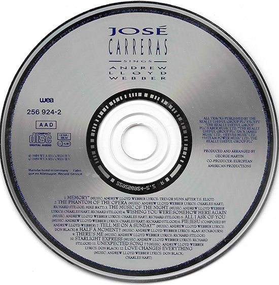 José Carreras : José Carreras Sings Andrew Lloyd Webber (CD, Album)