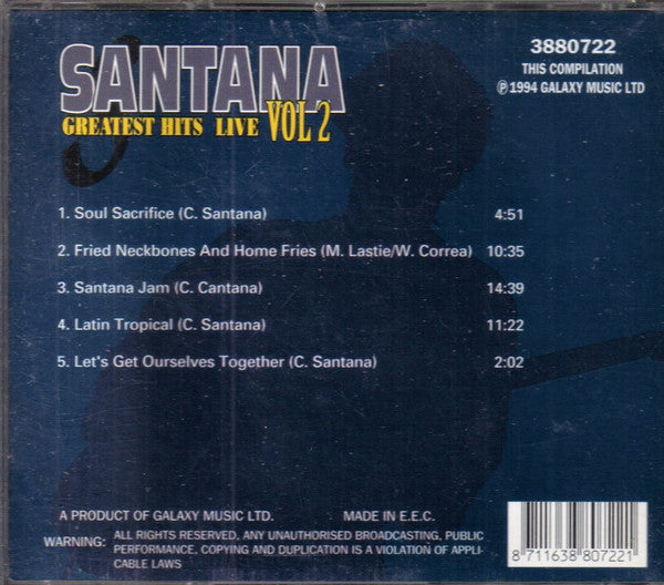 Santana : Greatest Hits Live Vol 2 (CD, Comp)