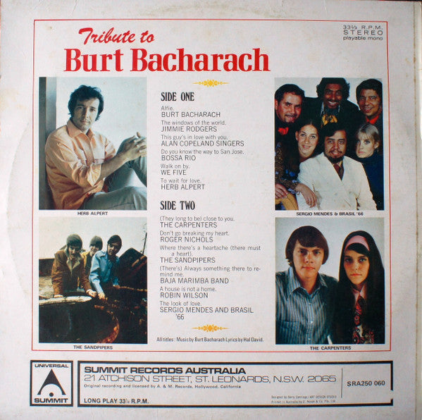 Various : Tribute To Burt Bacharach (LP, Comp)