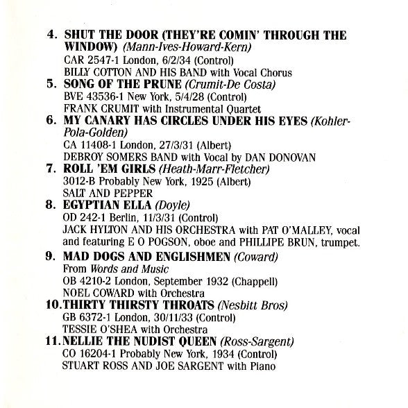 Various : Silly Songs 1922 To 1934 (CD, Comp, RE)