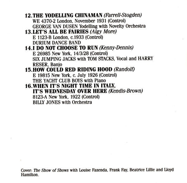 Various : Silly Songs 1922 To 1934 (CD, Comp, RE)