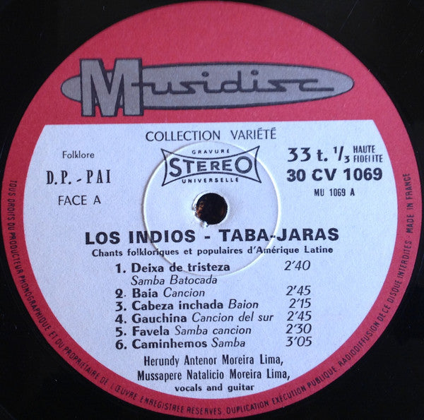 Los Indios Taba-Jaras* : Chants Folkloriques Et Populaires D'Amérique Latine (LP)