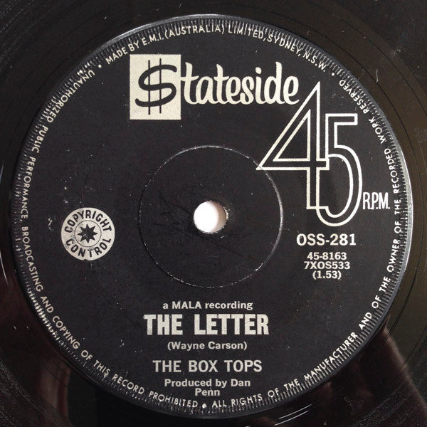 The Box Tops* : The Letter  (7", Single)
