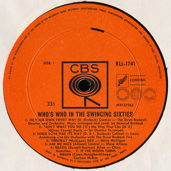 Various : Who's Who In The Swinging Sixties (LP, Comp, Mono)