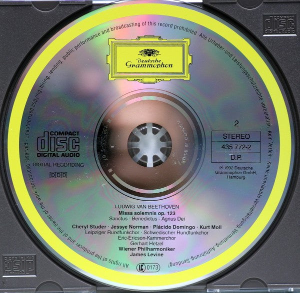 Ludwig van Beethoven - Cheryl Studer, Jessye Norman, Placido Domingo, Kurt Moll, Rundfunkchor Leipzig, Radiokören, Eric Ericsons Kammarkör, Wiener Philharmoniker, James Levine (2) : Missa Solemnis (2xCD, Album)