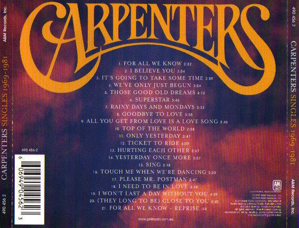 Carpenters : Singles 1969-1981 (CD, Comp, RE, RM)