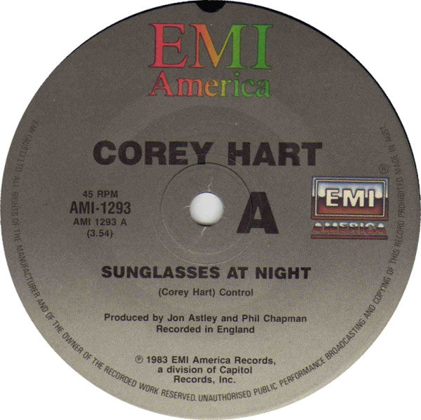 Corey Hart : Sunglasses At Night (7", Single)