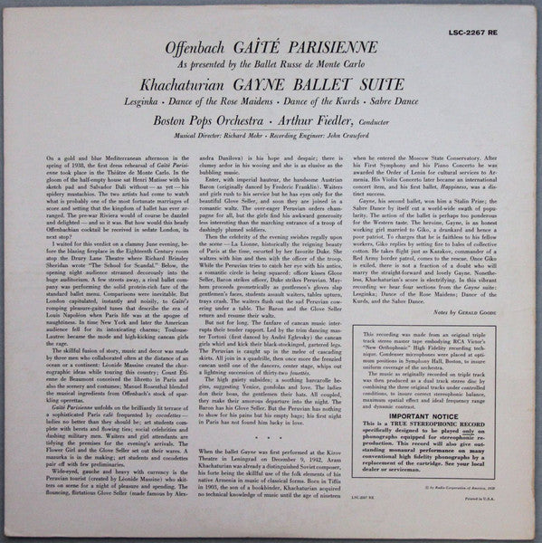 Offenbach* / Khachaturian*, Boston Pops Orchestra, Arthur Fiedler : Gaîté Parisienne / Gayne Ballet Suite (LP, Album, Ind)