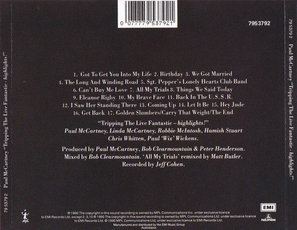 Paul McCartney : Tripping The Live Fantastic Highlights! (CD, Album)