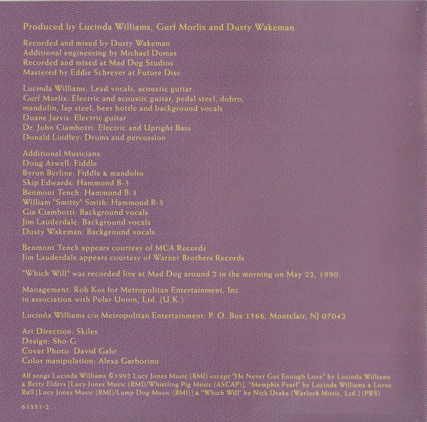 Lucinda Williams : Sweet Old World (CD, Album)
