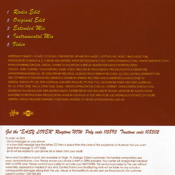 Divided : Easy Lover (CD, Single, Enh)
