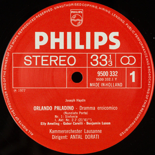 Haydn* - Augér*, Ameling*, Killebrew*, Shirley*, Ahnsjö*, Luxon*, Trimarchi*, Orchestre De Chambre De Lausanne, Antal Dorati : Orlando Paladino (4xLP + Box)