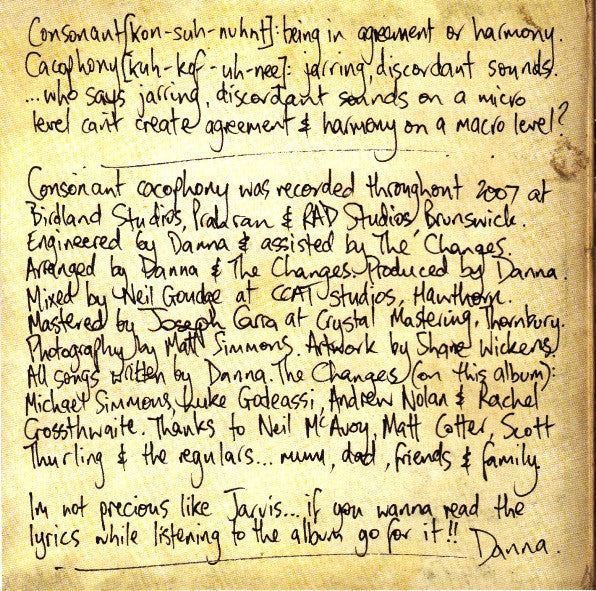 Danna & The Changes : Consonant Cacophony (CD, Album)